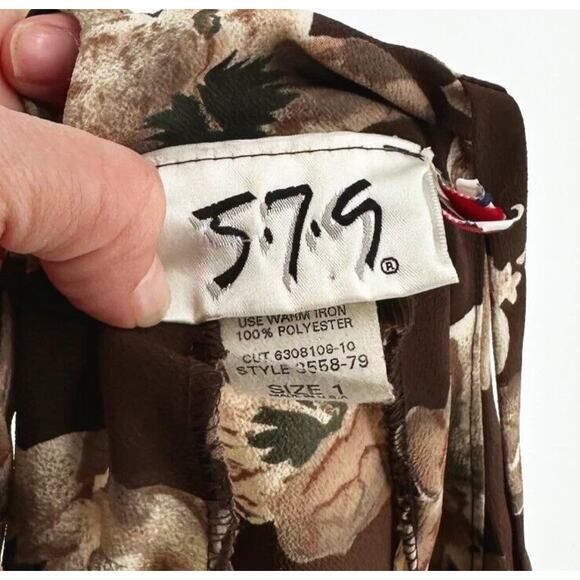 VTG 90s 5-7-9 Babydoll Maxi Dress Size 1 Forest Fairy Grunge Cottage XS Empire - Picture 8 of 8